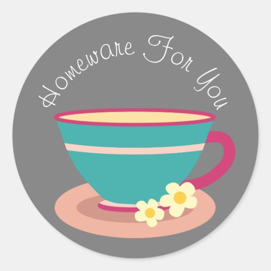 Ontwerp van theacup-homeware Cadeaus voor zakelijk Ronde Sticker (Voorkant)