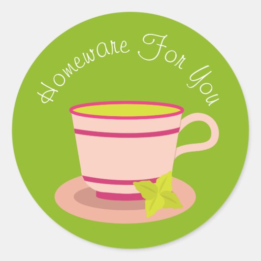 Ontwerp van theacup-homeware Cadeaus voor zakelijk Ronde Sticker (Voorkant)