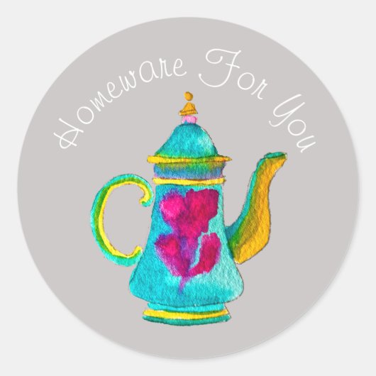 Ontwerp van theapot-homeware Cadeaus voor zakelijk Ronde Sticker (Voorkant)