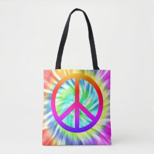 Ontwerp van Tie Dye Peace Sign-Canvas tas