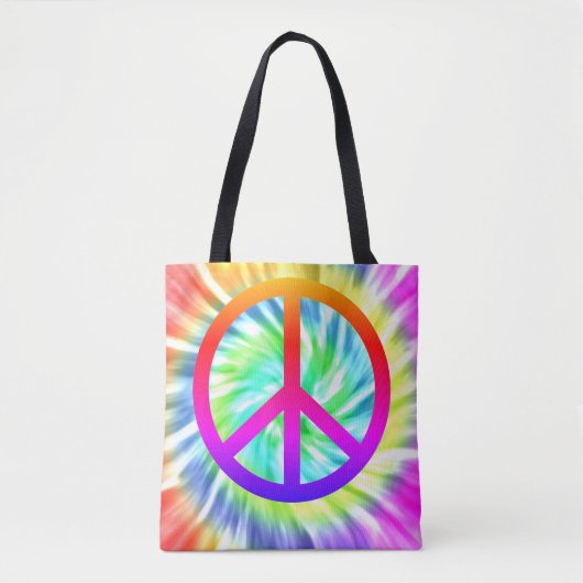 Ontwerp van Tie Dye Peace Sign-Canvas tas (Voorkant)