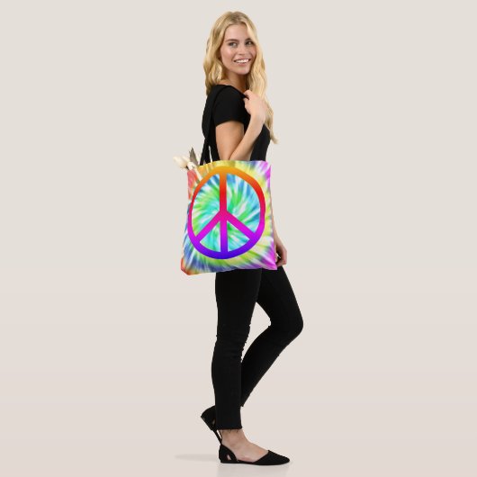 Ontwerp van Tie Dye Peace Sign-Canvas tas (Op model)