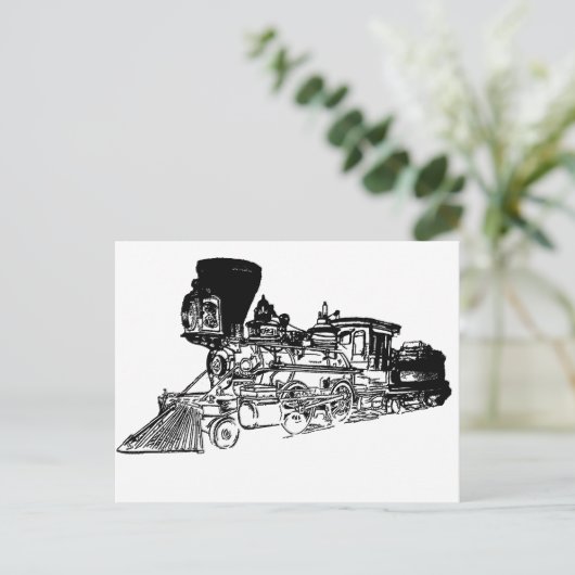 Ontwerp van treintekening briefkaart (Staand voorkant)