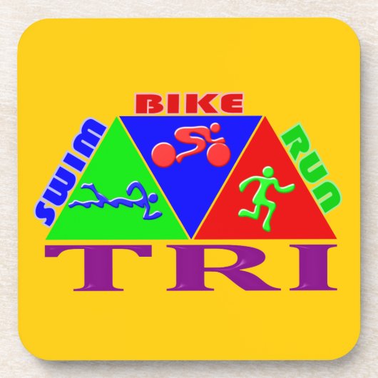 Ontwerp van Tri Triathlon-figuren Bier Onderzetter (Voorkant)