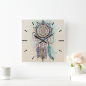 ontwerp van tribale handverf dreamcatcher mandala vierkante klok (Huis)