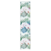 Ontwerp van tropische bladeren en orchidebloemen korte tafelloper (Voorkant)