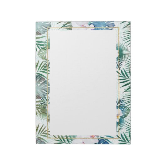 Ontwerp van tropische bladeren en orchidebloemen notitieblok (Linkerzijde)