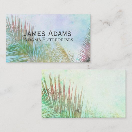 ontwerp van tropische palmschijfvormig waterverf - visitekaartje (Voorkant / Achterkant)