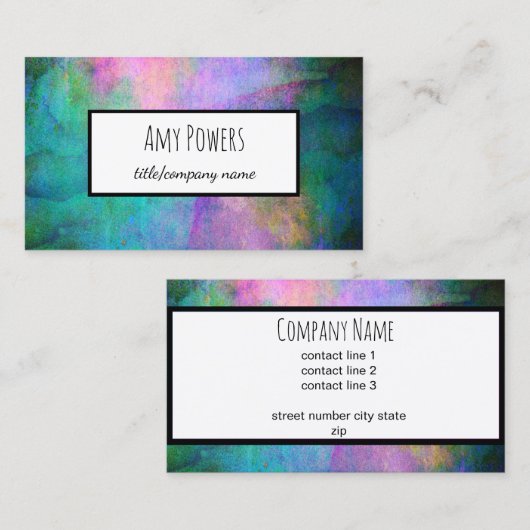 ontwerp van turkooizen en paarse artistieke waterv visitekaartje (Voorkant / Achterkant)
