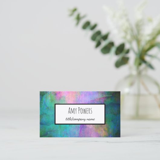 ontwerp van turkooizen en paarse artistieke waterv visitekaartje (Staand voorkant)