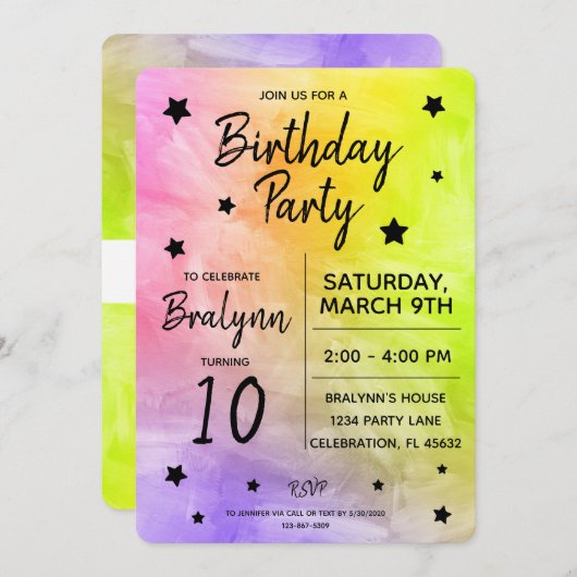 Ontwerp van Tween Girl Birthday Party over Waterve Kaart (Voorkant / Achterkant)