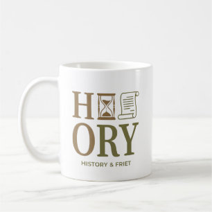 Ontwerp van typografie voor geschiedenisleraar koffiemok