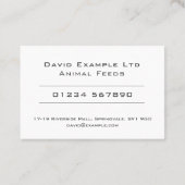 Ontwerp van vet en helder dierenvoer visitekaartje (Achterkant)
