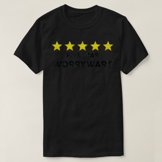 ontwerp van vijf-sterren Worrywart Rating Word T-shirt (Design voorkant)