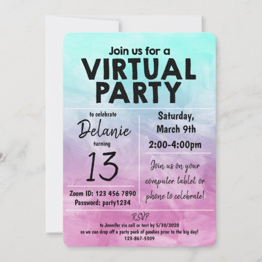 Ontwerp van virtuele 'Birthday'-Waterverf Kaart (Voorkant)