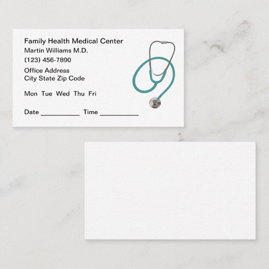 Ontwerp van Visitekaartjes voor familiemedische be (Voorkant / Achterkant)