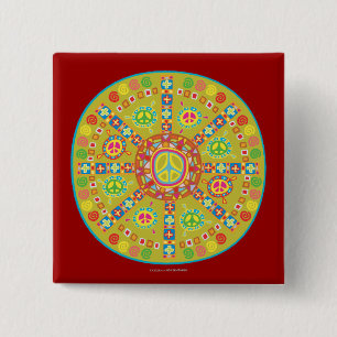Ontwerp van vredessymbolen vierkante button 5,1 cm