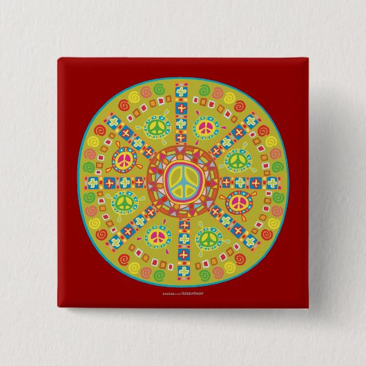 Ontwerp van vredessymbolen vierkante button 5,1 cm (Voorkant)