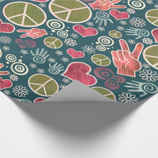 Ontwerp van vredessymbool Hipster Pacifism-teken Cadeaupapier (Hoek)