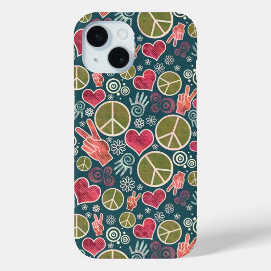 Ontwerp van vredessymbool Hipster Pacifism-teken Case-Mate iPhone Case (Achterkant)