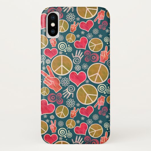 Ontwerp van vredessymbool Hipster Pacifism-teken Case-Mate iPhone Case (Achterkant)