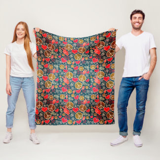 Ontwerp van vredessymbool Hipster Pacifism-teken Fleece Deken