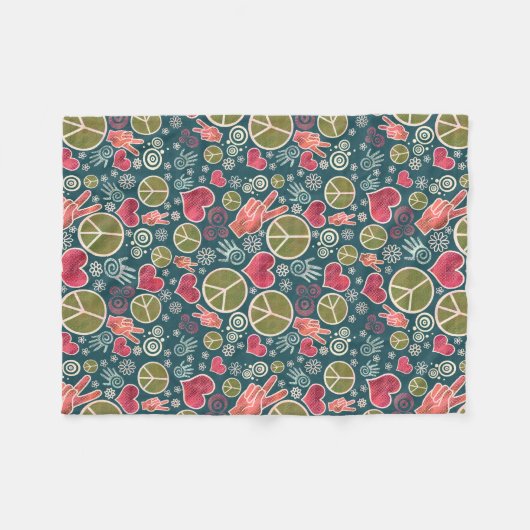 Ontwerp van vredessymbool Hipster Pacifism-teken Fleece Deken (Voorkant (Horizontaal))