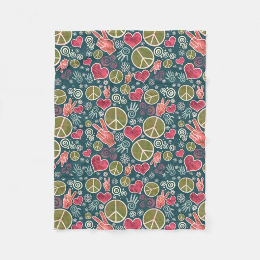 Ontwerp van vredessymbool Hipster Pacifism-teken Fleece Deken (Voorkant)