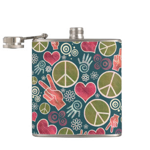 Ontwerp van vredessymbool Hipster Pacifism-teken Heupfles