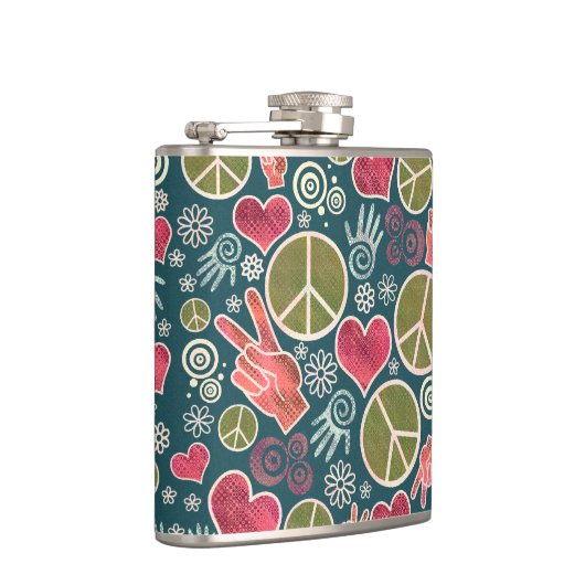 Ontwerp van vredessymbool Hipster Pacifism-teken Heupfles (Rechts)