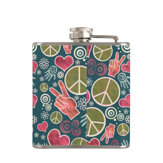 Ontwerp van vredessymbool Hipster Pacifism-teken Heupfles (Achterkant)