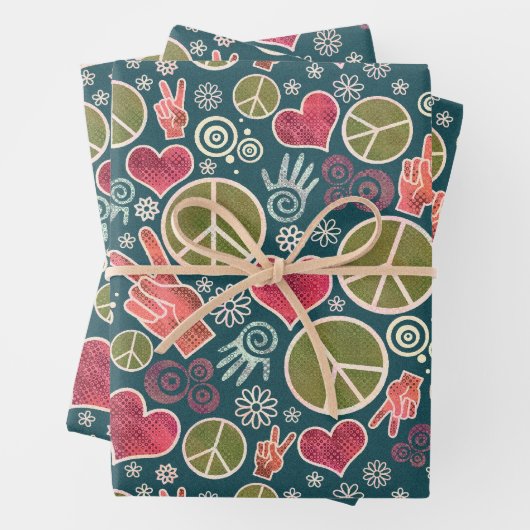 Ontwerp van vredessymbool Hipster Pacifism-teken Inpakpapier Vel (In situ)