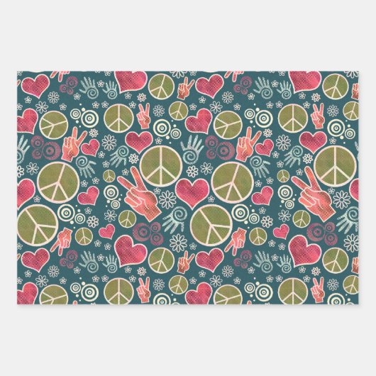 Ontwerp van vredessymbool Hipster Pacifism-teken Inpakpapier Vel (Voorkant)