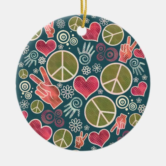 Ontwerp van vredessymbool Hipster Pacifism-teken Keramisch Ornament (Voorkant)