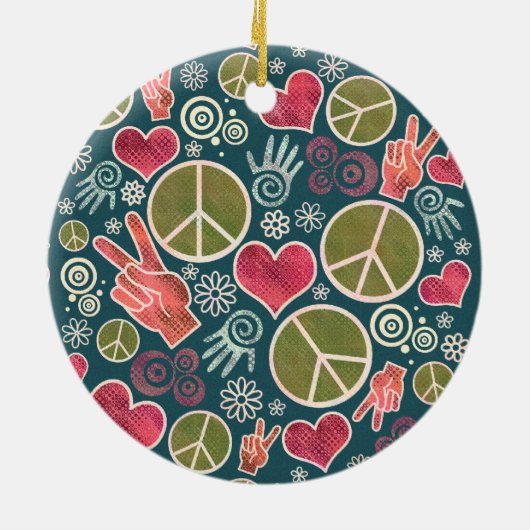 Ontwerp van vredessymbool Hipster Pacifism-teken Keramisch Ornament (Achterkant)