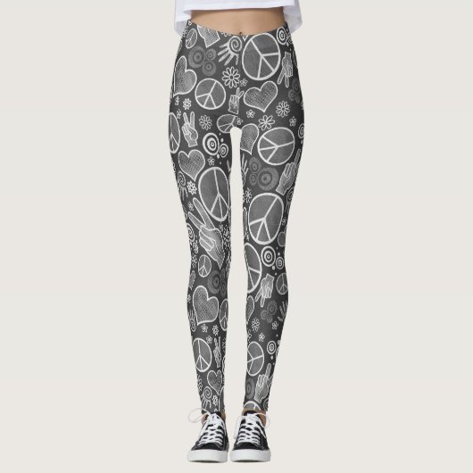 Ontwerp van vredessymbool Hipster Pacifism-teken Leggings (Voorkant)