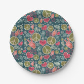 Ontwerp van vredessymbool Hipster Pacifism-teken Papieren Bordje (Voorkant)