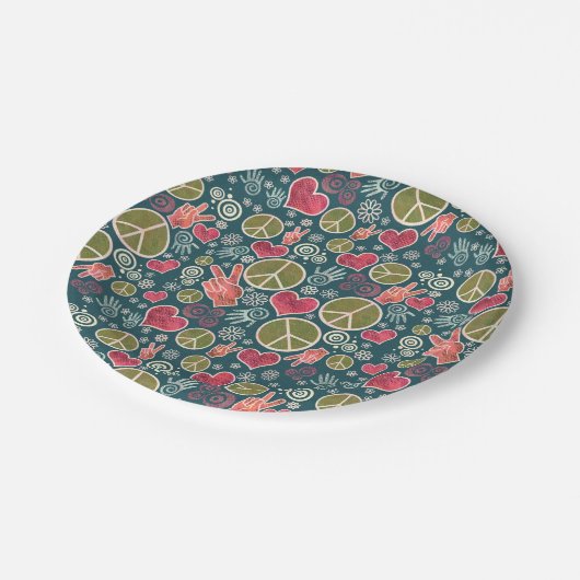 Ontwerp van vredessymbool Hipster Pacifism-teken Papieren Bordje (Gekanteld)