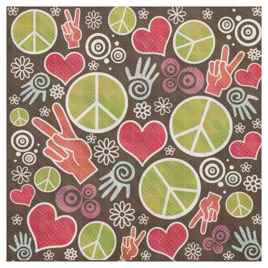 Ontwerp van vredessymbool Hipster Pacifism-teken Stof (Swatch)
