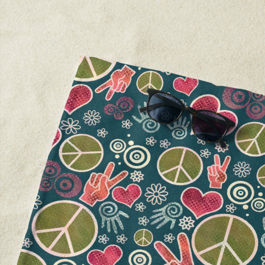 Ontwerp van vredessymbool Hipster Pacifism-teken Strandlaken (In situ)