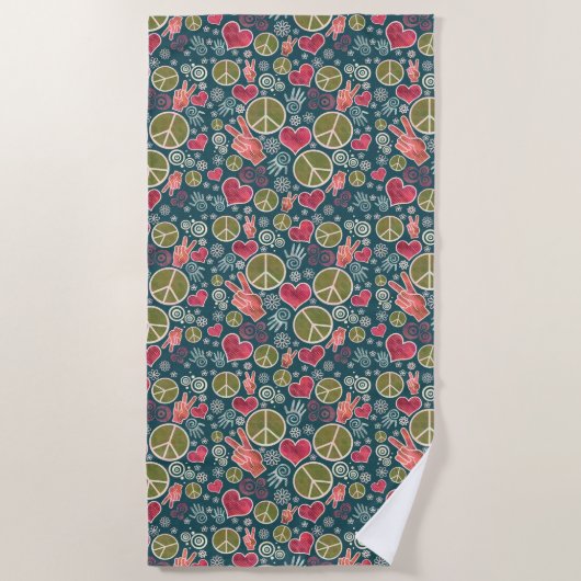 Ontwerp van vredessymbool Hipster Pacifism-teken Strandlaken (Voorkant)