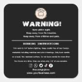 Ontwerp van waarschuwingslabel voor kaarsproducten vierkante sticker (Voorkant)
