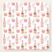 Ontwerp van waterverf Floral en Roos wijn. Kartonnen Onderzetters (Voorkant)