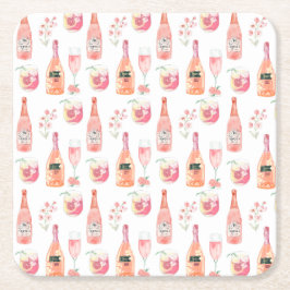 Ontwerp van waterverf Floral en Roos wijn. Kartonnen Onderzetters