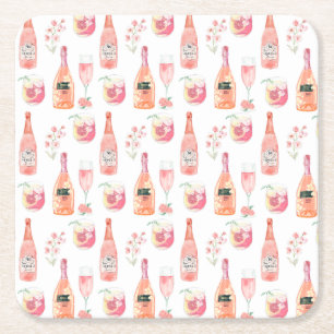 Ontwerp van waterverf Floral en Roos wijn. Kartonnen Onderzetters