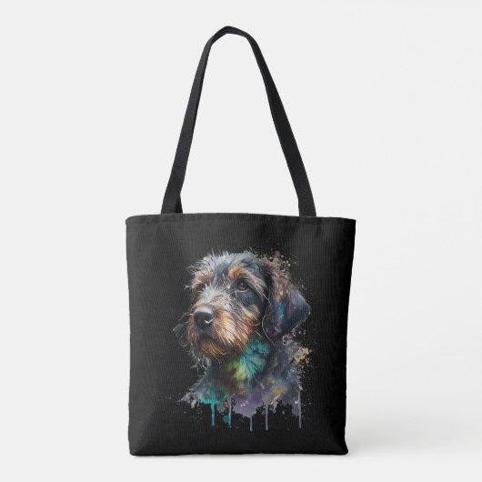 Ontwerp van Waterverf voor bekabelde dachshund Pup Tote Bag (Achterkant)