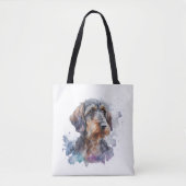 Ontwerp van Waterverf voor bekabelde dachshund Pup Tote Bag (Voorkant)