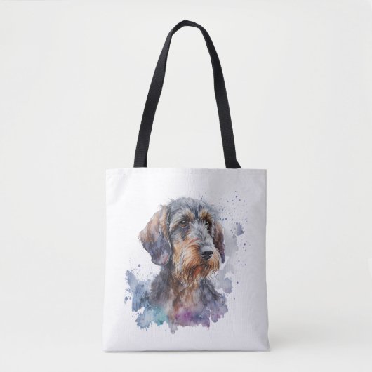 Ontwerp van Waterverf voor bekabelde dachshund Pup Tote Bag (Voorkant)