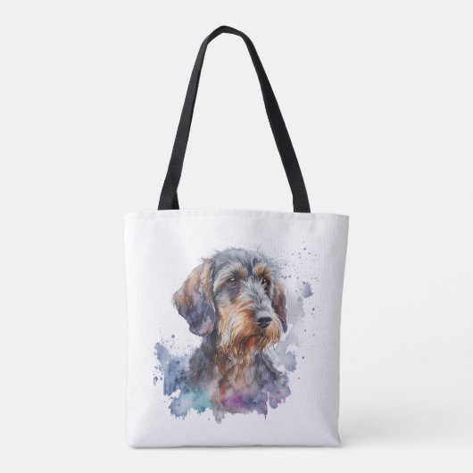 Ontwerp van Waterverf voor bekabelde dachshund Pup Tote Bag (Achterkant)