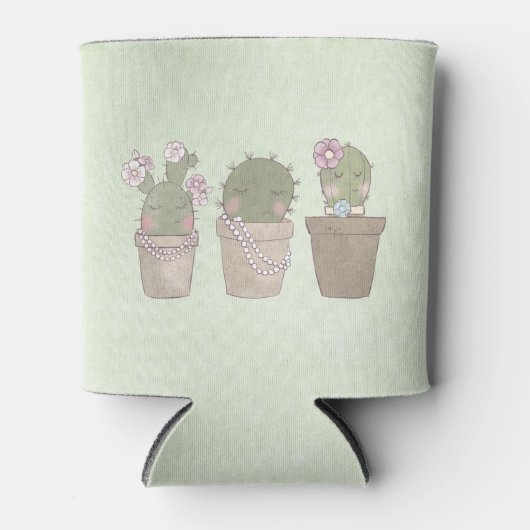 Ontwerp van Waterverf voor glimlachende cactus Blikjeskoeler (Voorkant)